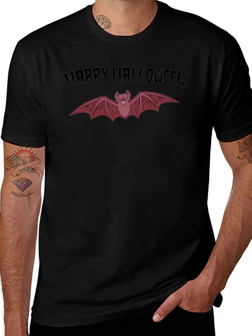 Happy Halloween Bat Graphic Tee - Spooky Season Shirt product image 1