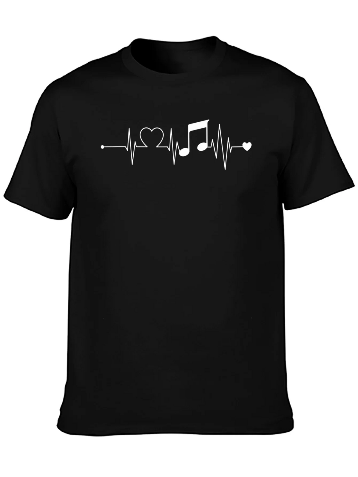 Heartbeat Music Note Graphic Tee - Black Cotton T-Shirt product image 3