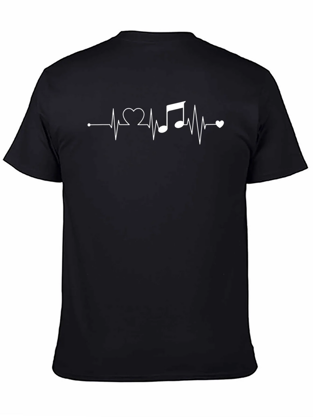Heartbeat Music Note Graphic Tee - Black Cotton T-Shirt product image 4