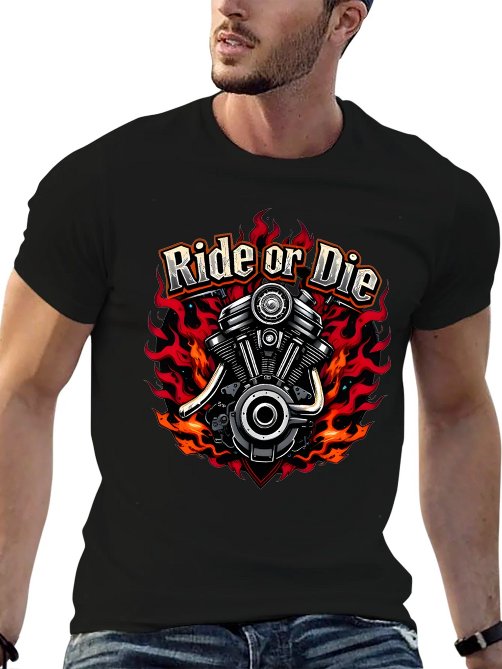 Ride or Die Graphic T-Shirt - Motorcycle Engine Tee product image 6