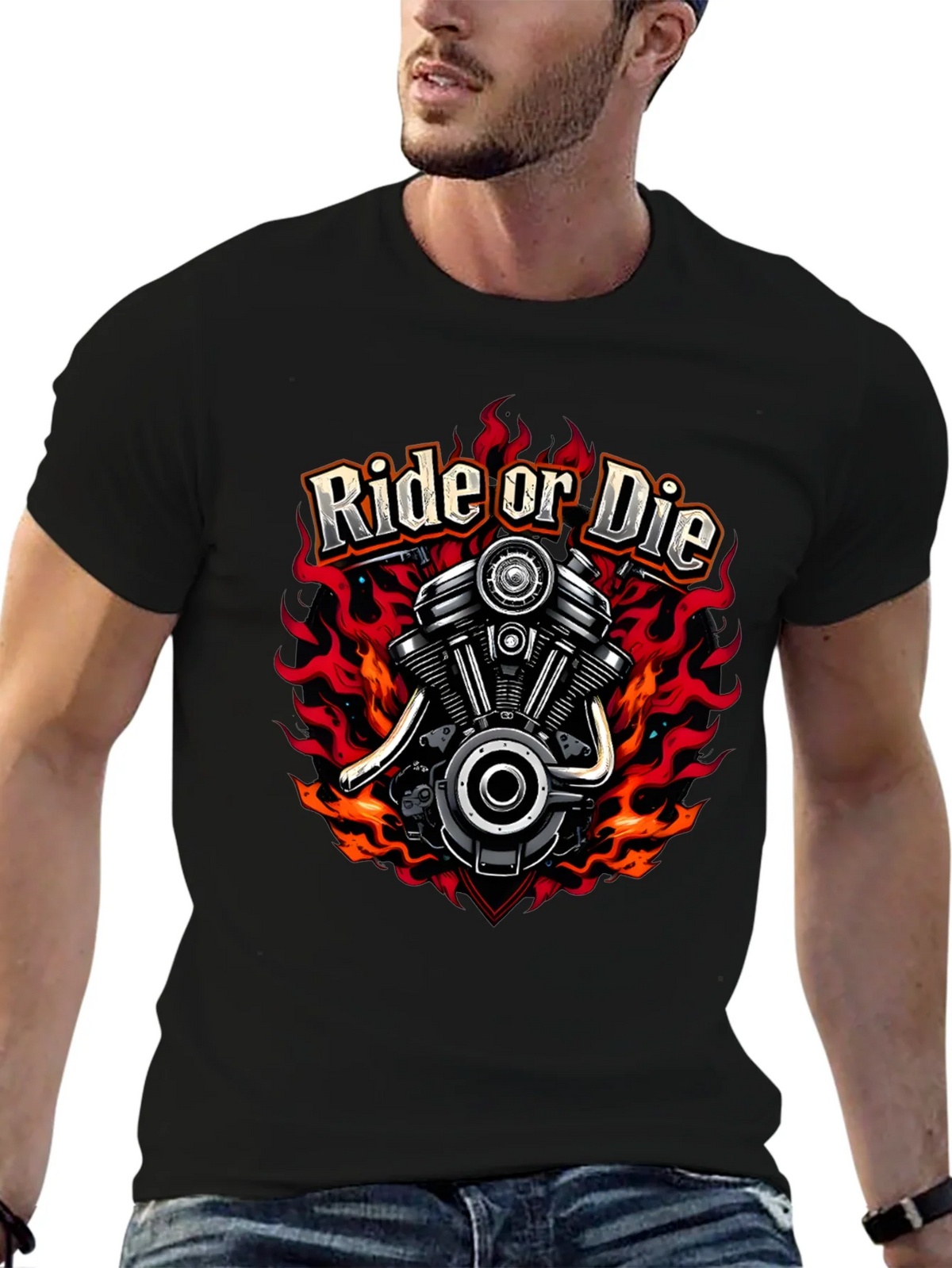 Ride or Die Graphic T-Shirt - Motorcycle Engine Tee product image 6