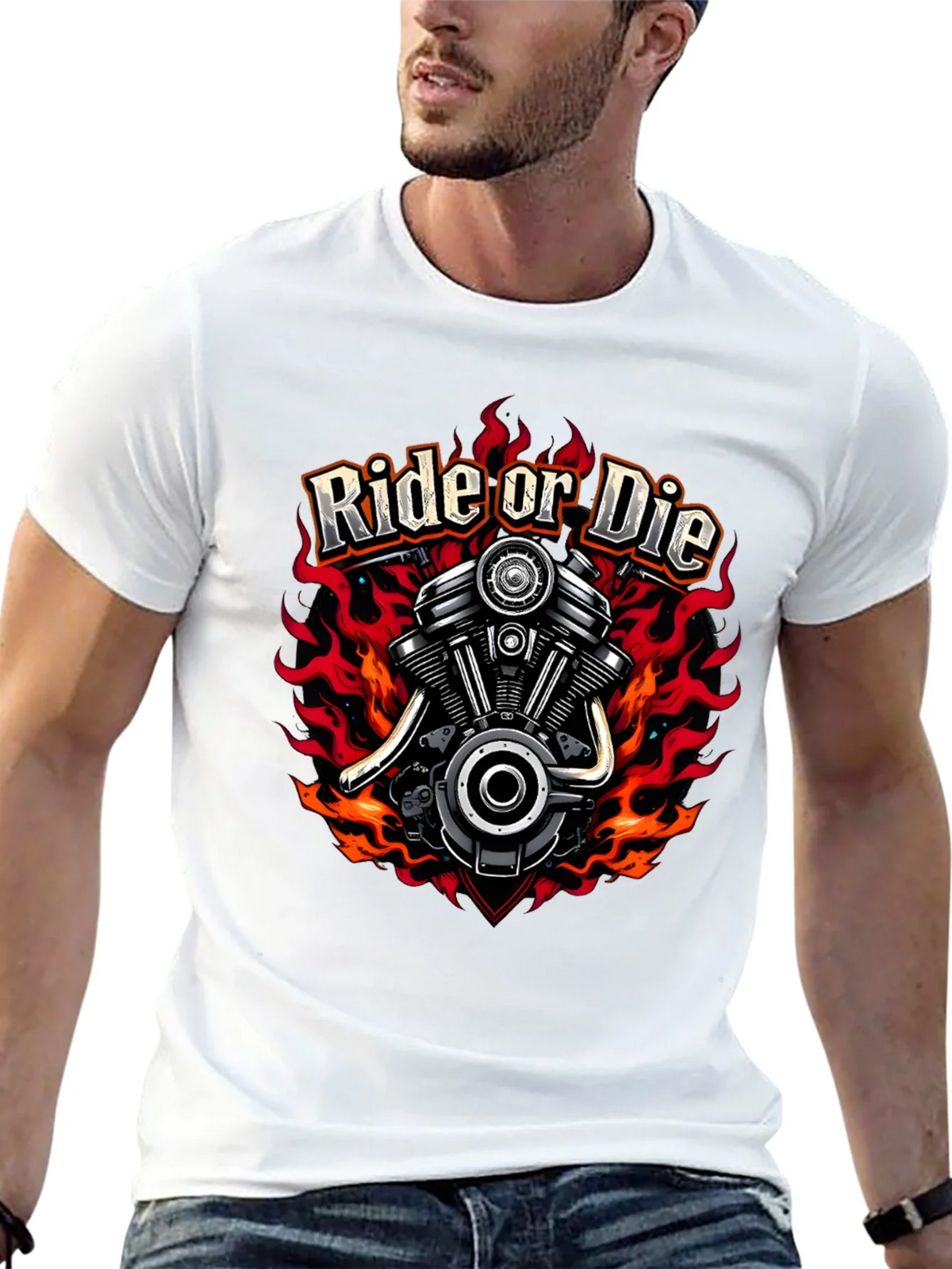Ride or Die Graphic T-Shirt - Motorcycle Engine Tee product image 12