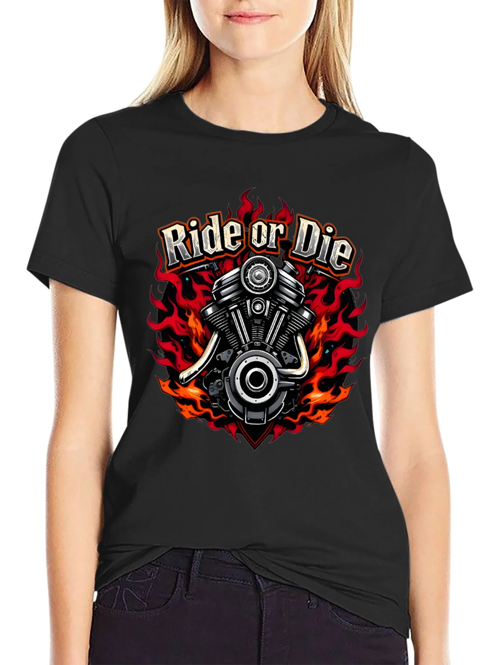 Ride or Die Graphic T-Shirt - Motorcycle Engine Tee product image 2