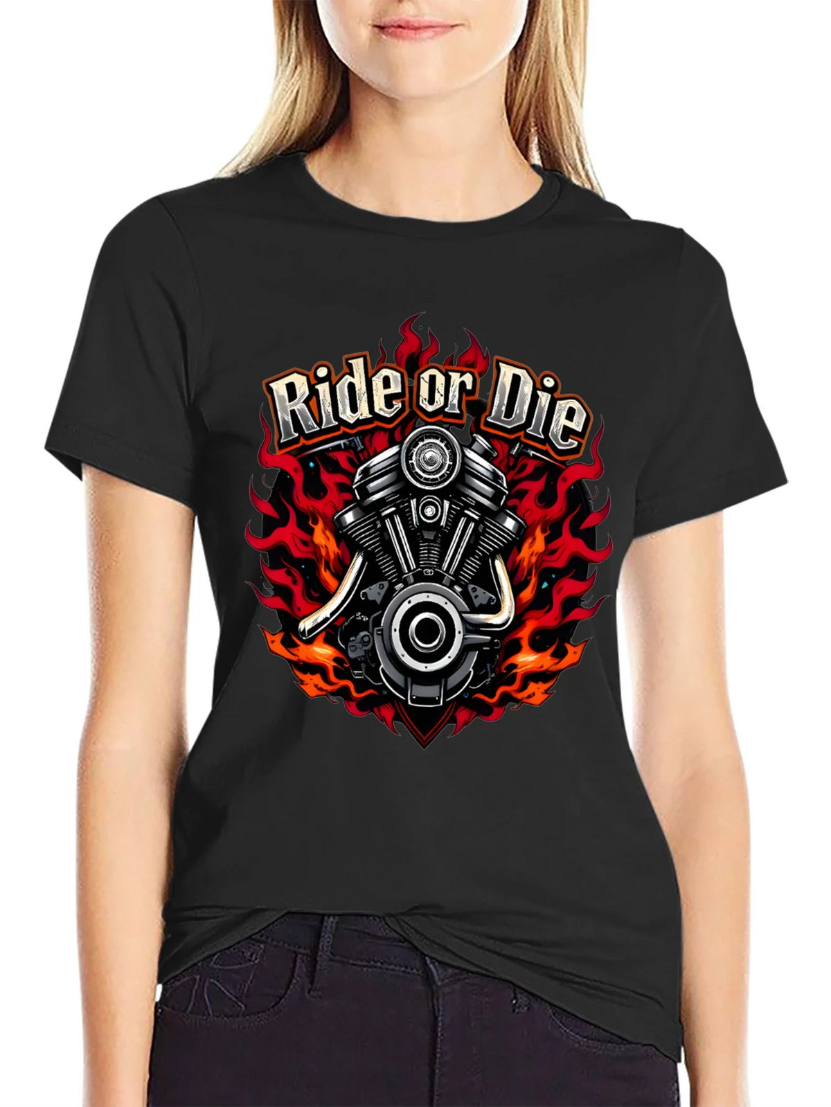 Ride or Die Graphic T-Shirt - Motorcycle Engine Tee product image 2