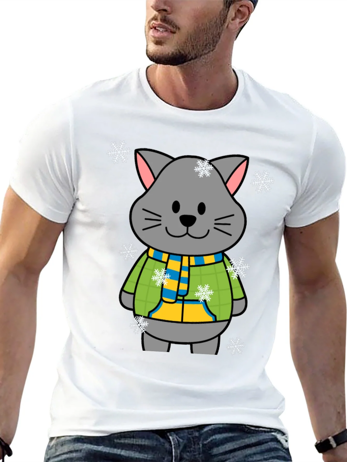 Cute Winter Cat T-Shirt product image 10