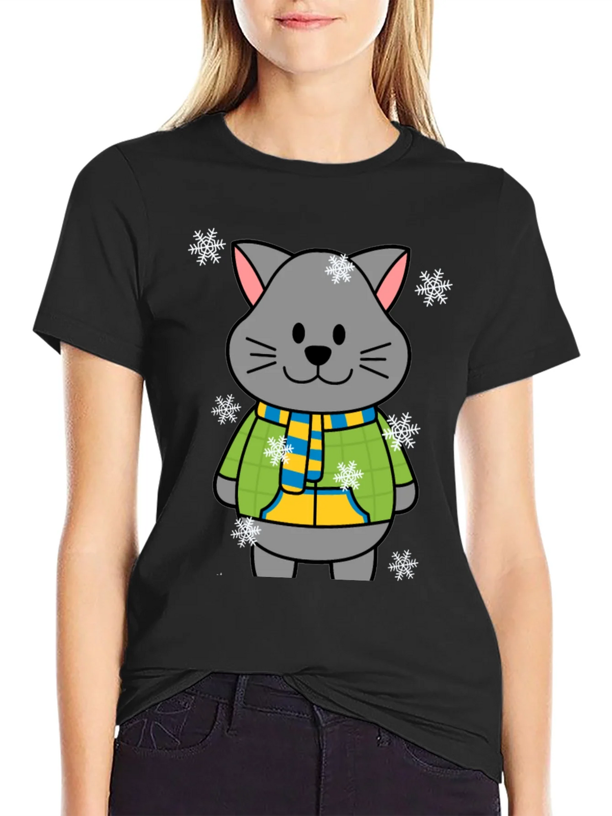 Cute Winter Cat T-Shirt product image 2