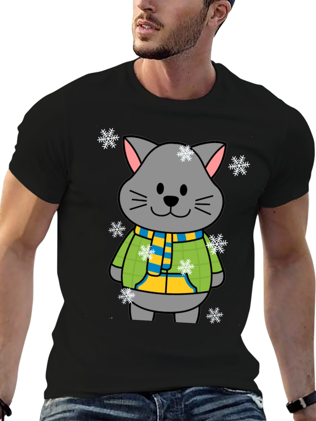 Cute Winter Cat T-Shirt product image 5