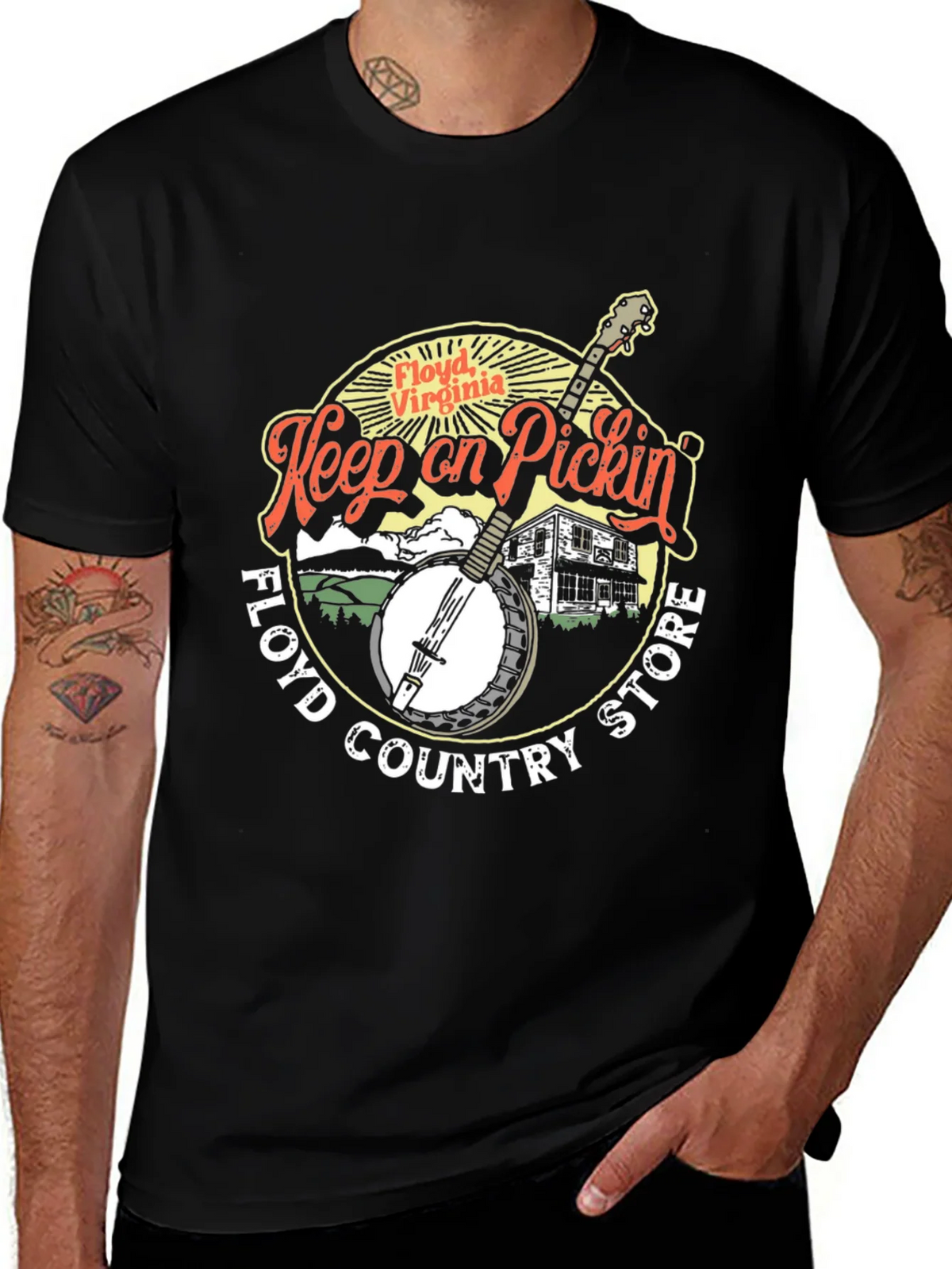 Floyd Virginia Keep on Pickin Black T-Shirt product image 1