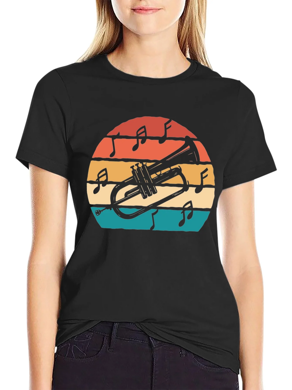 Retro Trumpet Sunset Graphic T-Shirt product image 2
