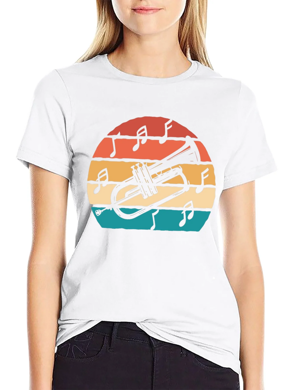Retro Trumpet Sunset Graphic T-Shirt product image 8