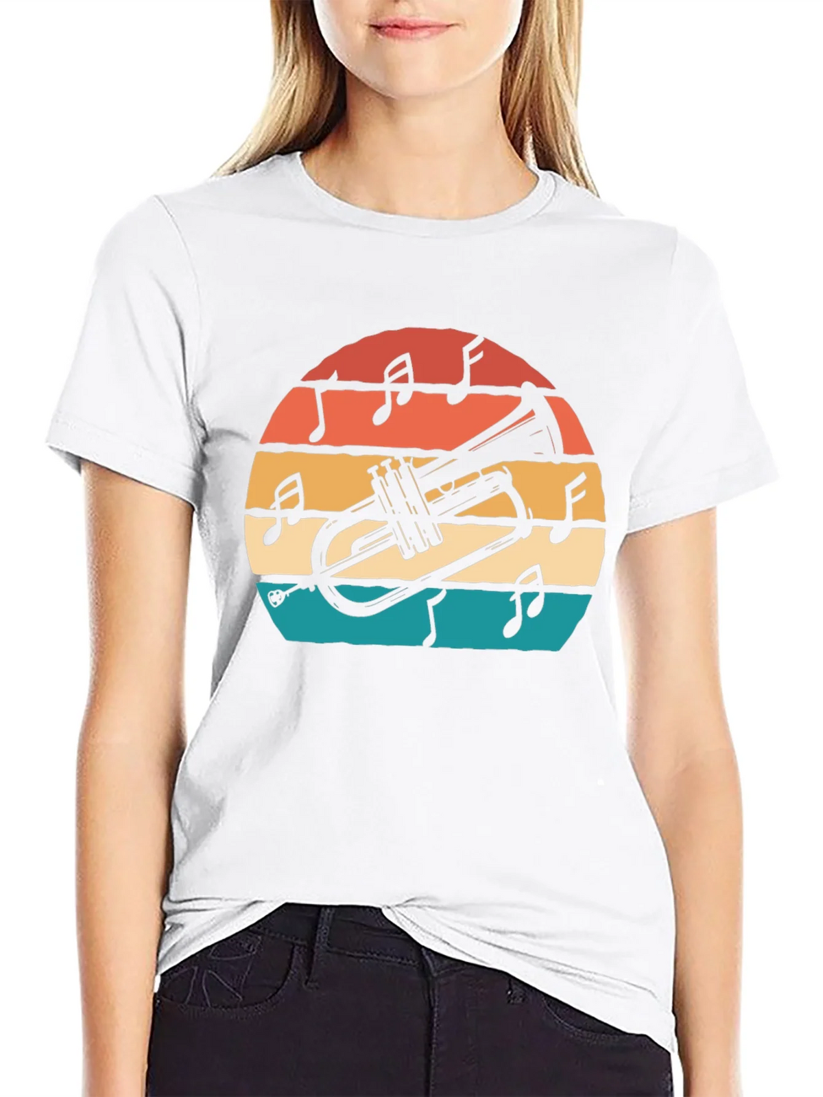 Retro Trumpet Sunset Graphic T-Shirt product image 8