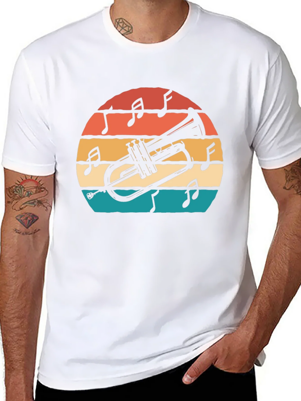Retro Trumpet Sunset Graphic T-Shirt product image 7
