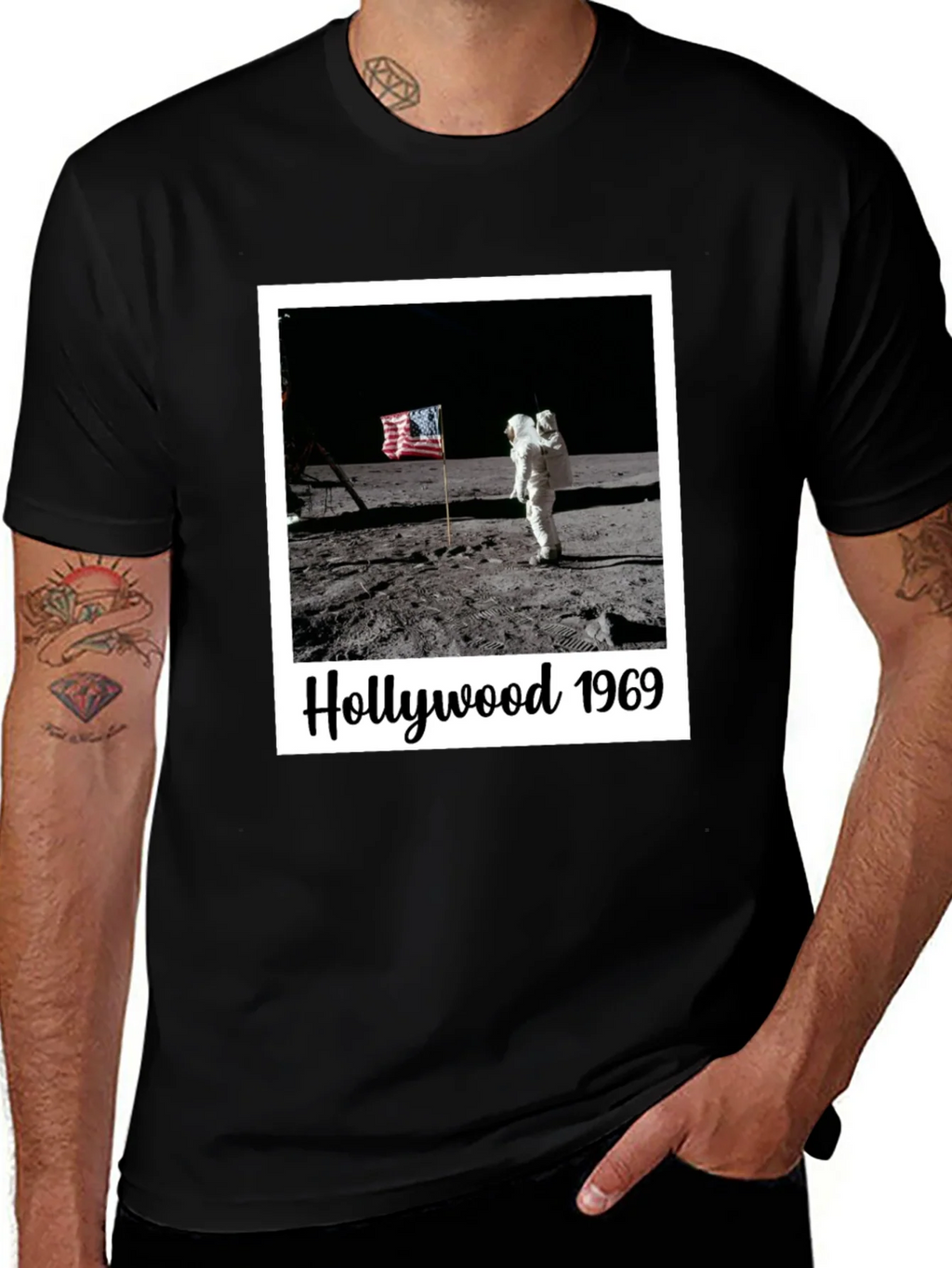 Hollywood 1969 Moon Landing Black T-Shirt product image 1