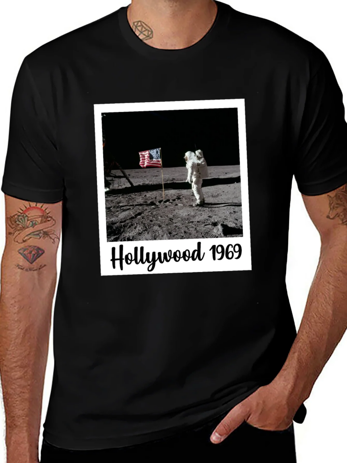Hollywood 1969 Moon Landing Black T-Shirt product image 1