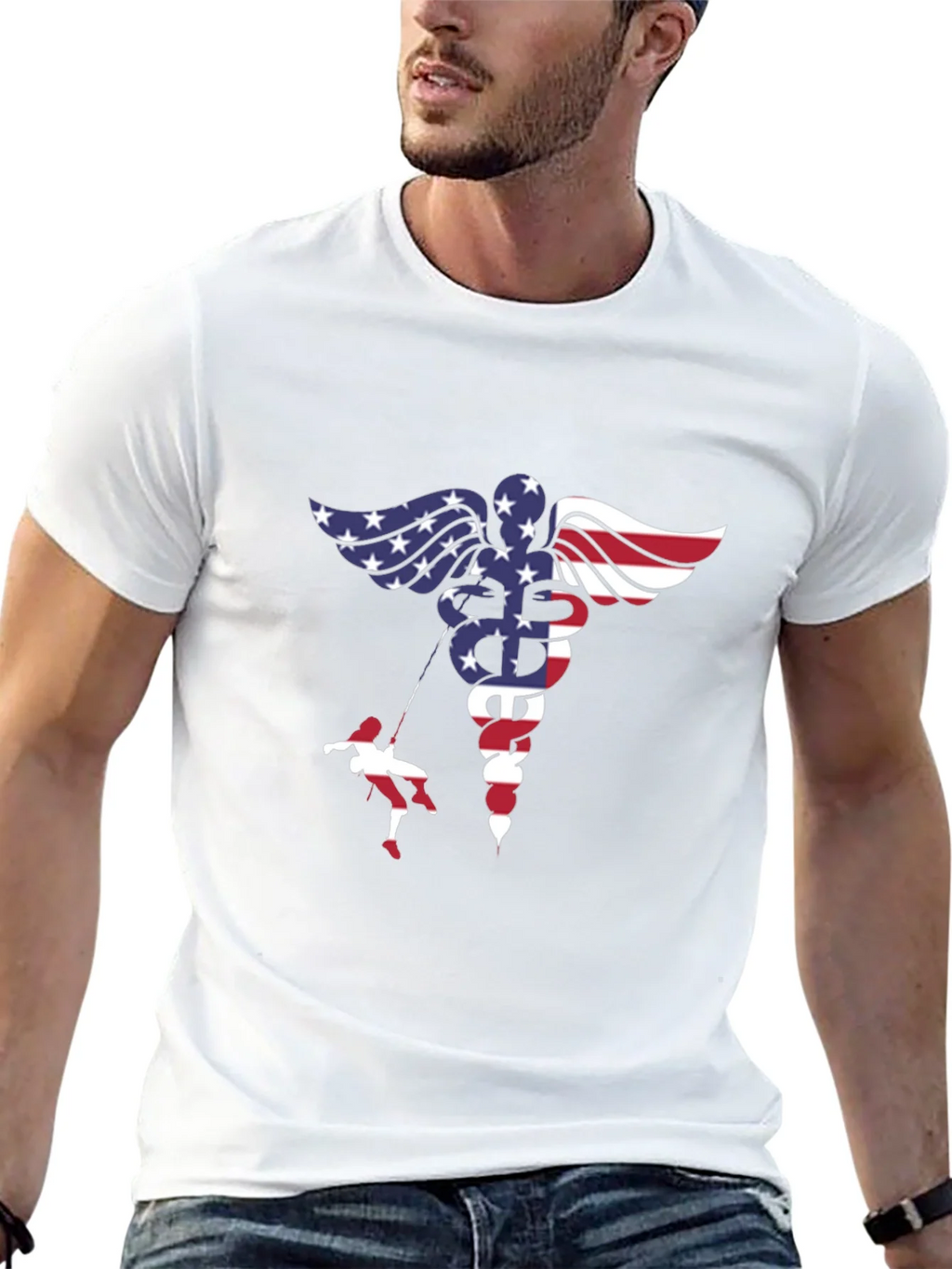 American Flag Medical Symbol T-Shirt product image 10