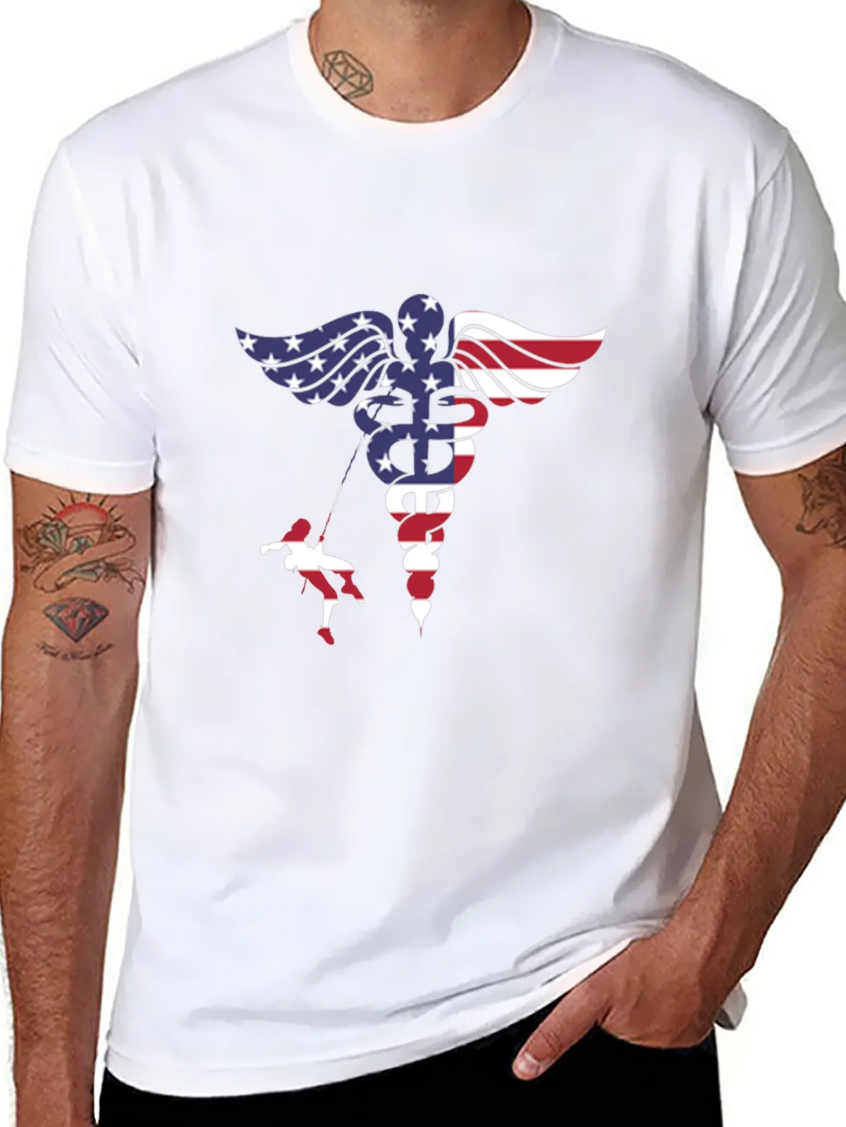American Flag Medical Symbol T-Shirt product image 5