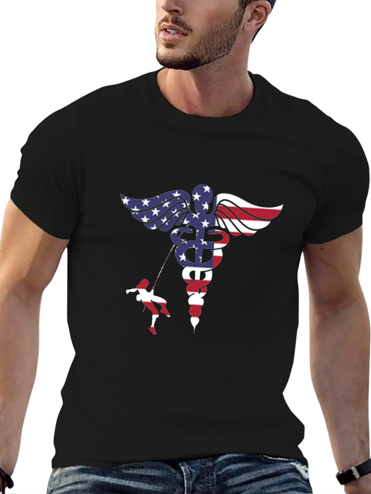 American Flag Medical Symbol T-Shirt product image 4