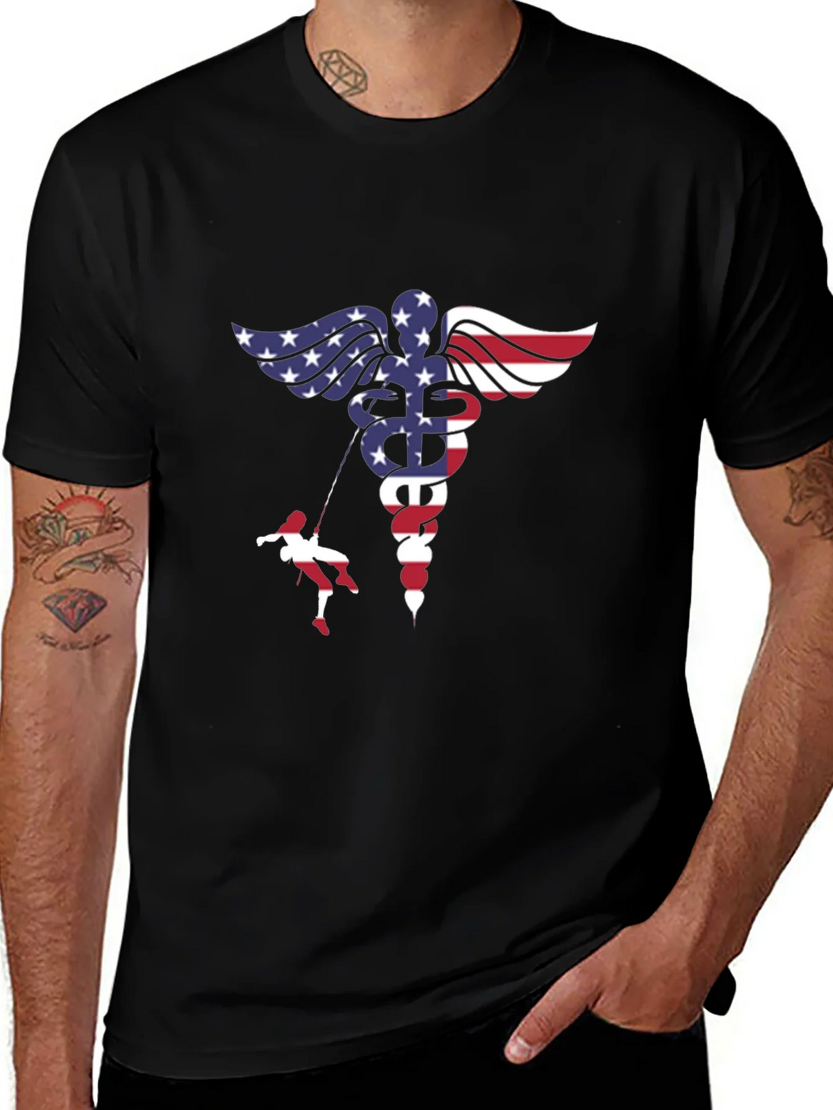American Flag Medical Symbol T-Shirt product image 1