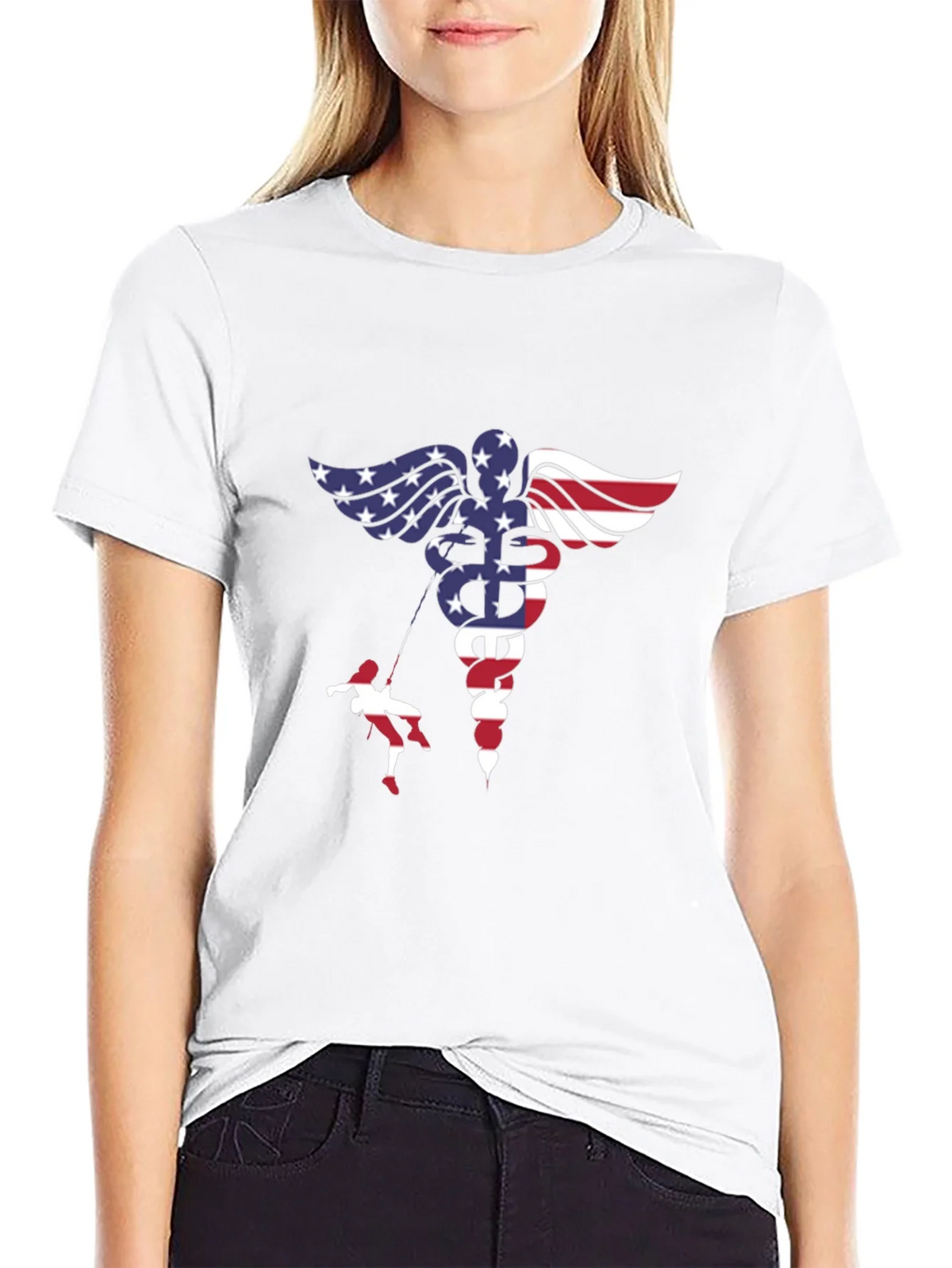 American Flag Medical Symbol T-Shirt product image 6