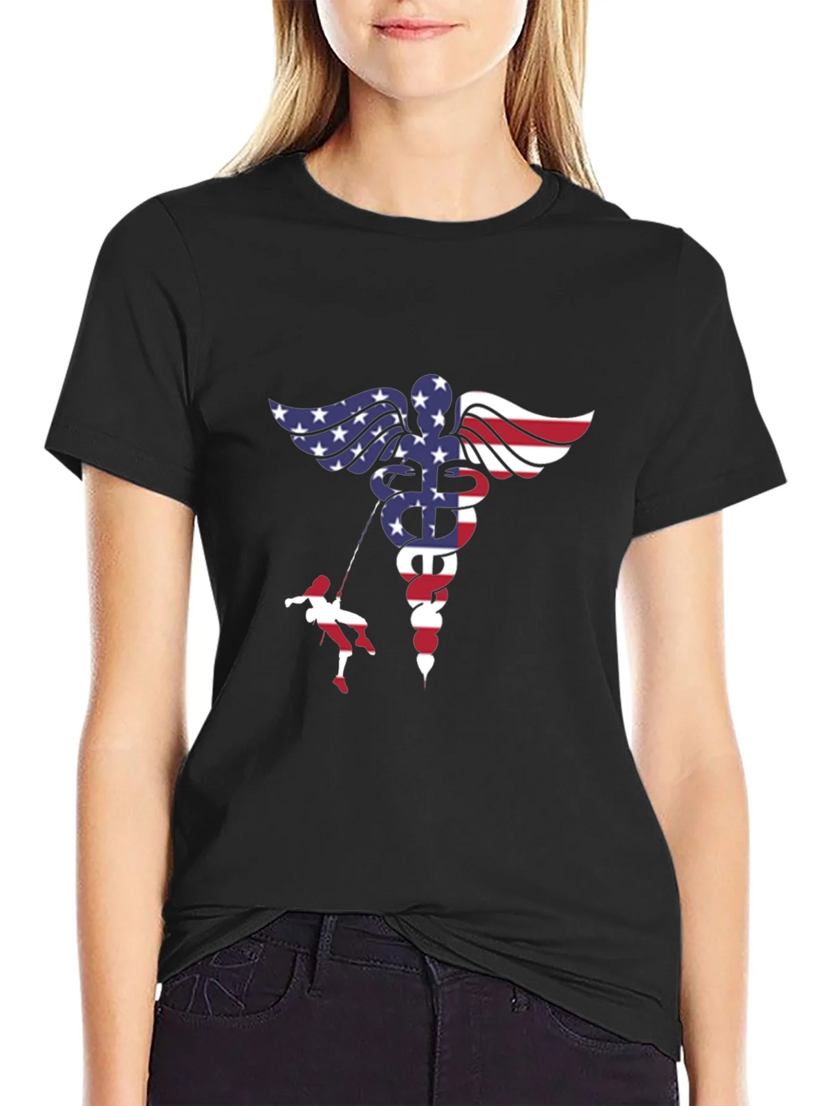 American Flag Medical Symbol T-Shirt product image 2
