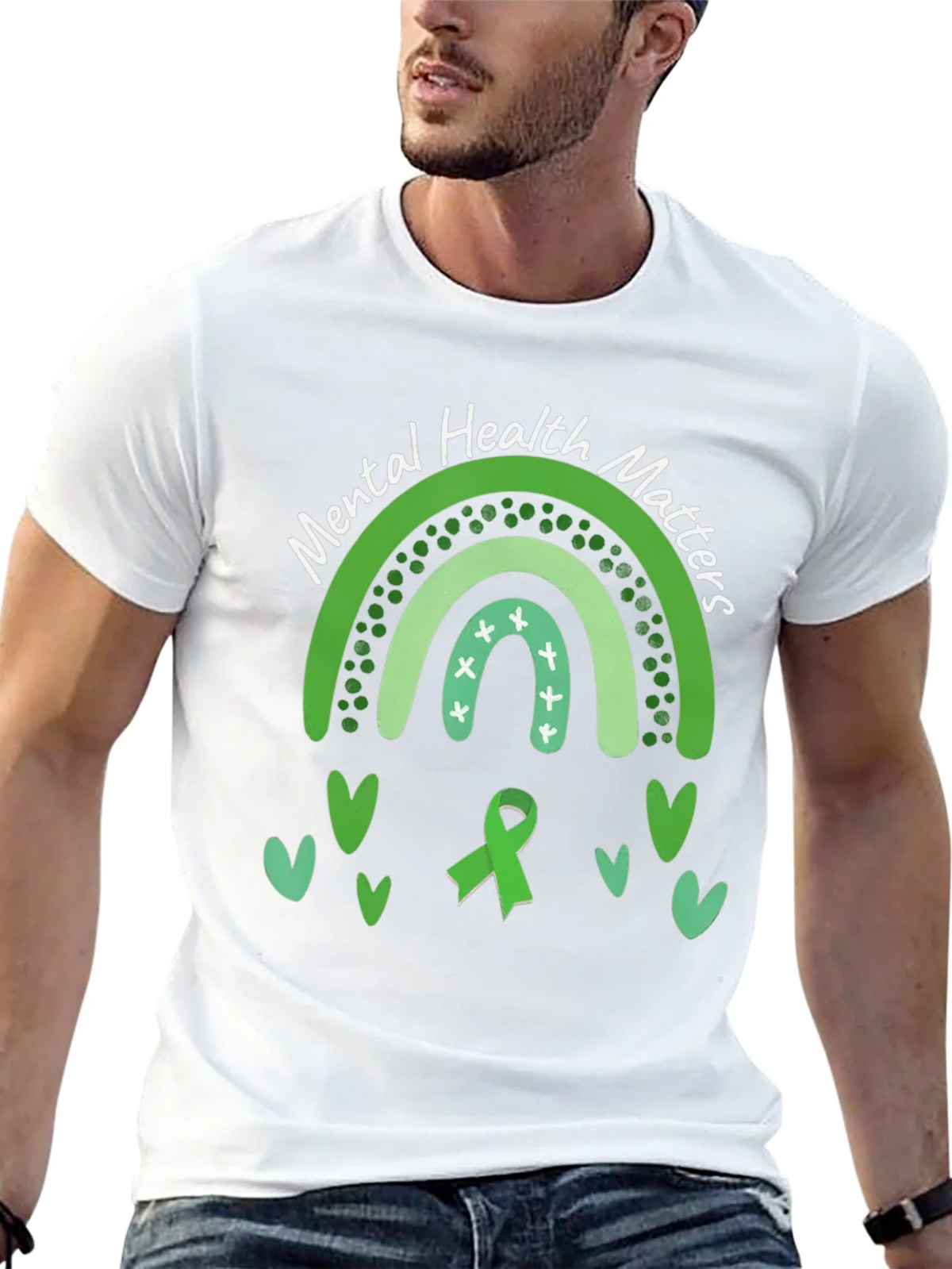 Mental Health Matters Green Rainbow T-Shirt product image 12