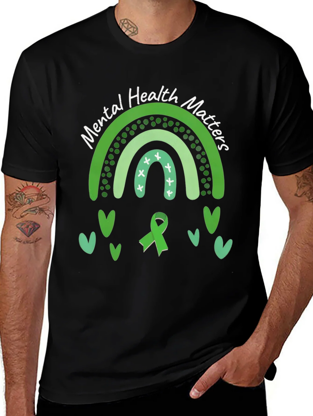 Mental Health Matters Green Rainbow T-Shirt product image 1