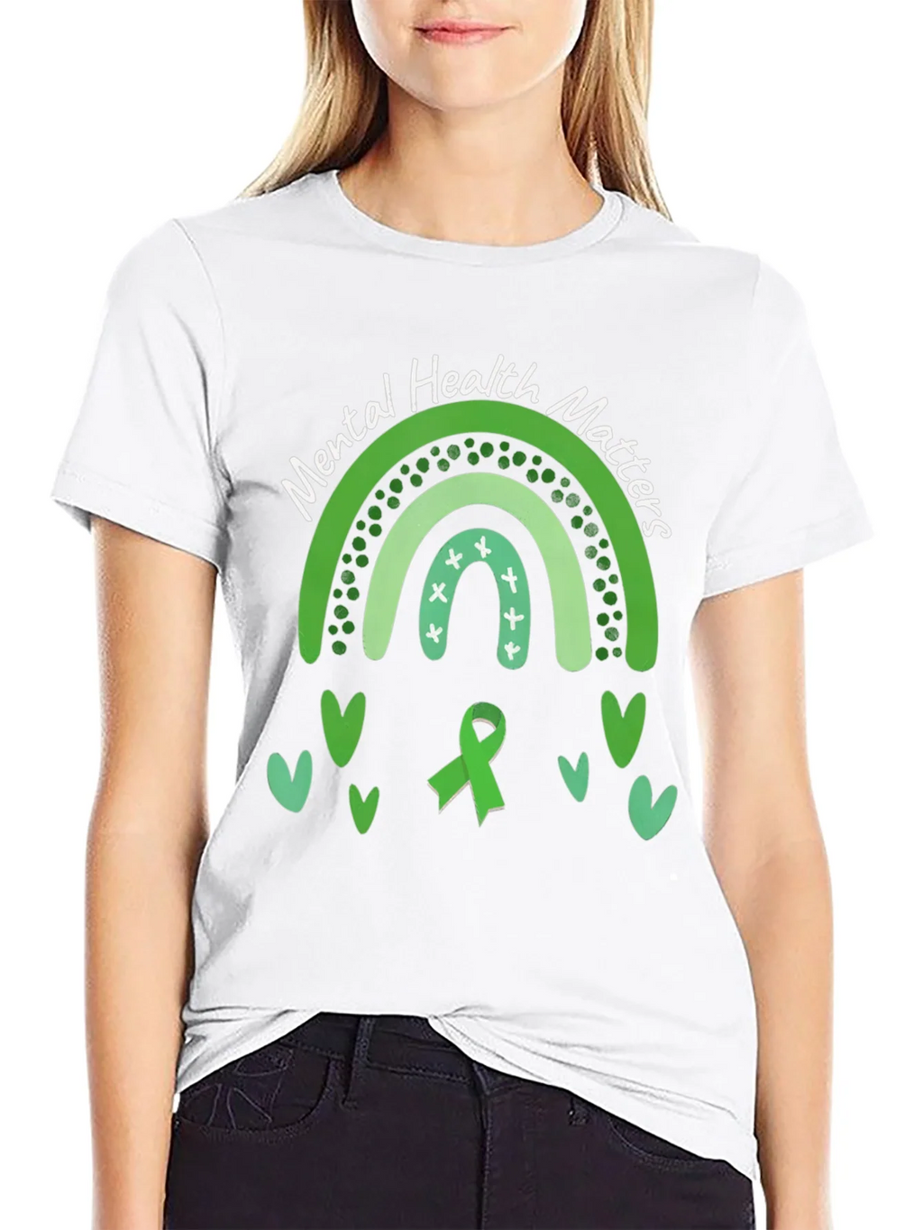 Mental Health Matters Green Rainbow T-Shirt product image 8
