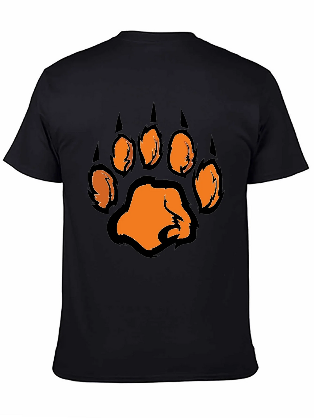 Mens Black T-Shirt with Orange Paw Print Graphic product image 4