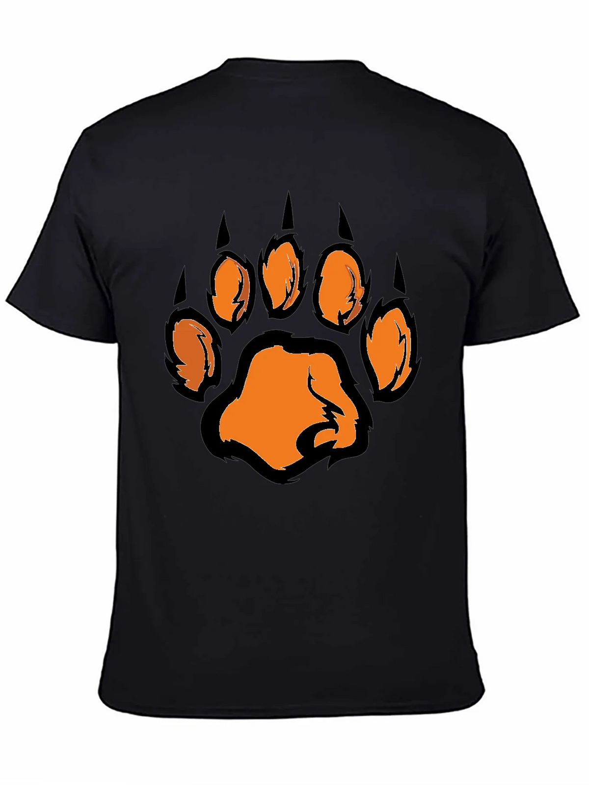 Mens Black T-Shirt with Orange Paw Print Graphic product image 4