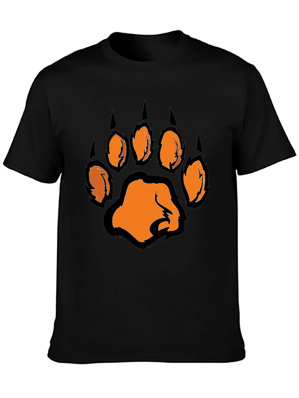 Mens Black T-Shirt with Orange Paw Print Graphic product image 3