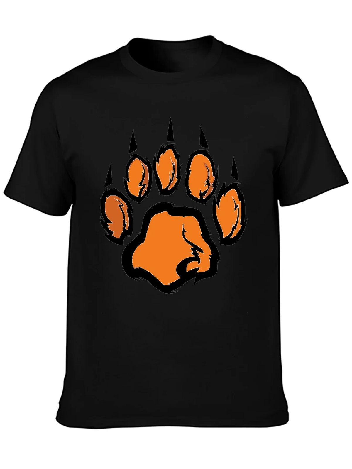 Mens Black T-Shirt with Orange Paw Print Graphic product image 3