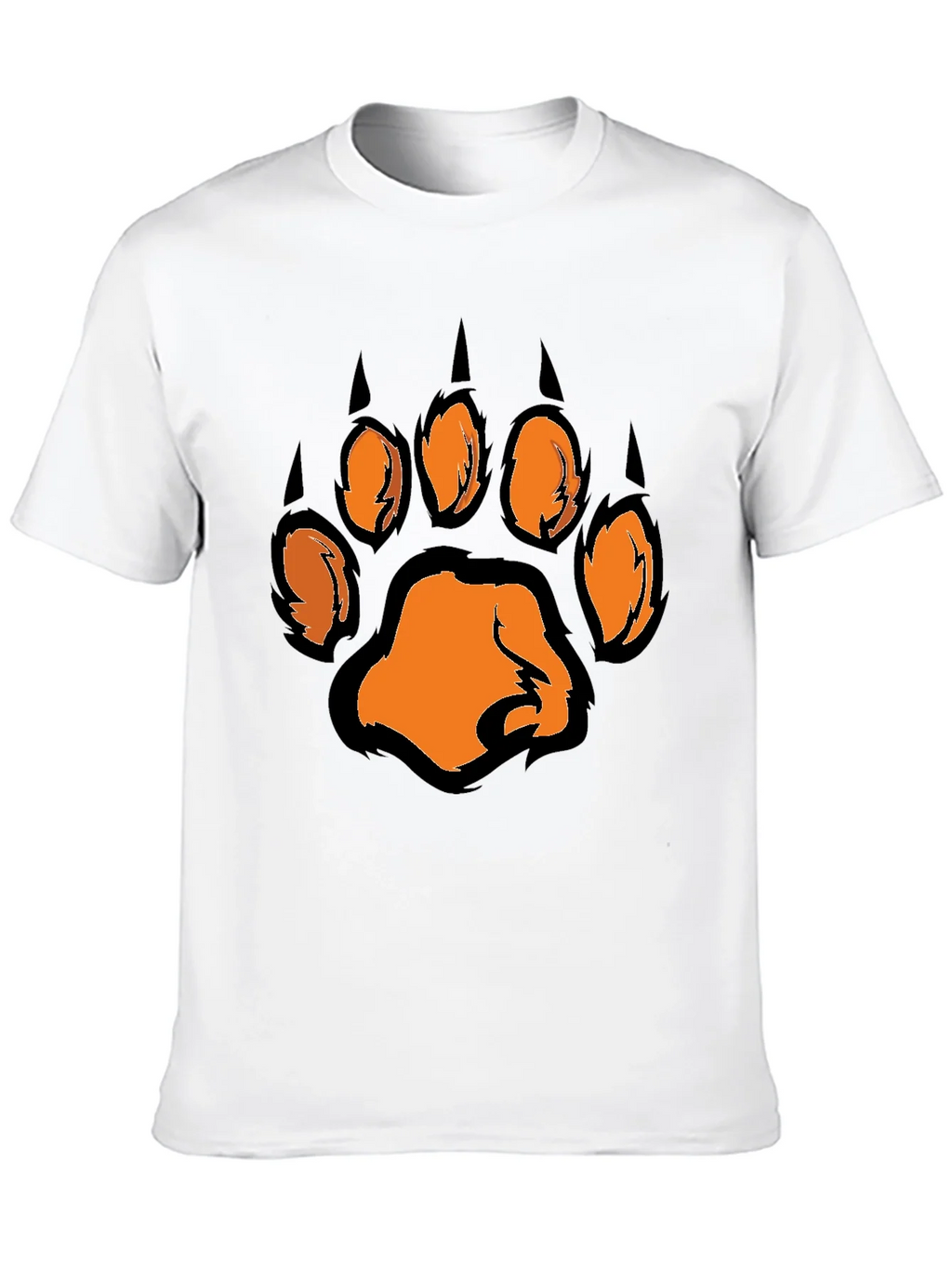 Mens Black T-Shirt with Orange Paw Print Graphic product image 9
