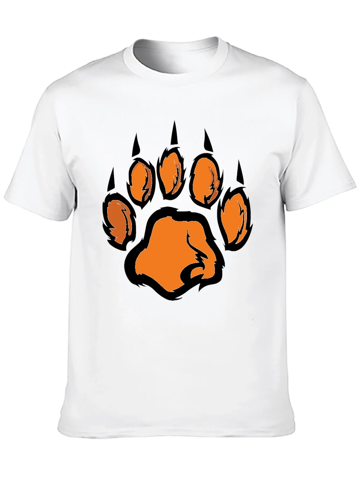 Mens Black T-Shirt with Orange Paw Print Graphic product image 9