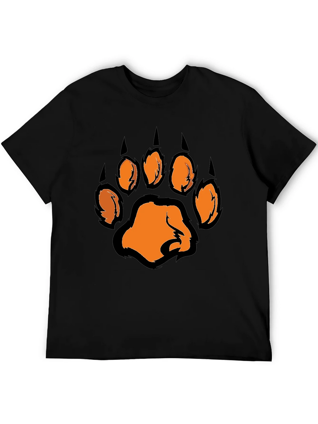 Mens Black T-Shirt with Orange Paw Print Graphic product image 5
