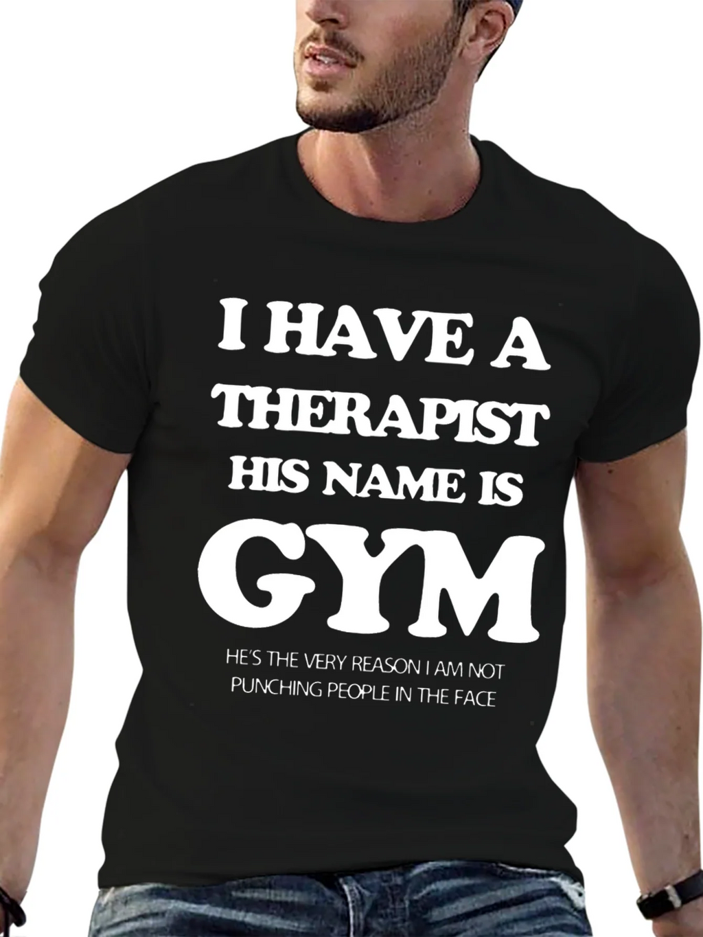 Gym is My Therapist Funny T-Shirt product image 6