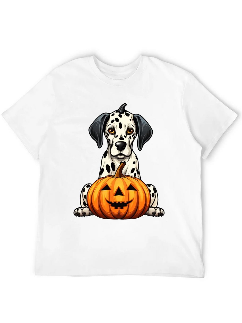 Halloween Dalmatian Dog with Pumpkin Black T-Shirt product image 9