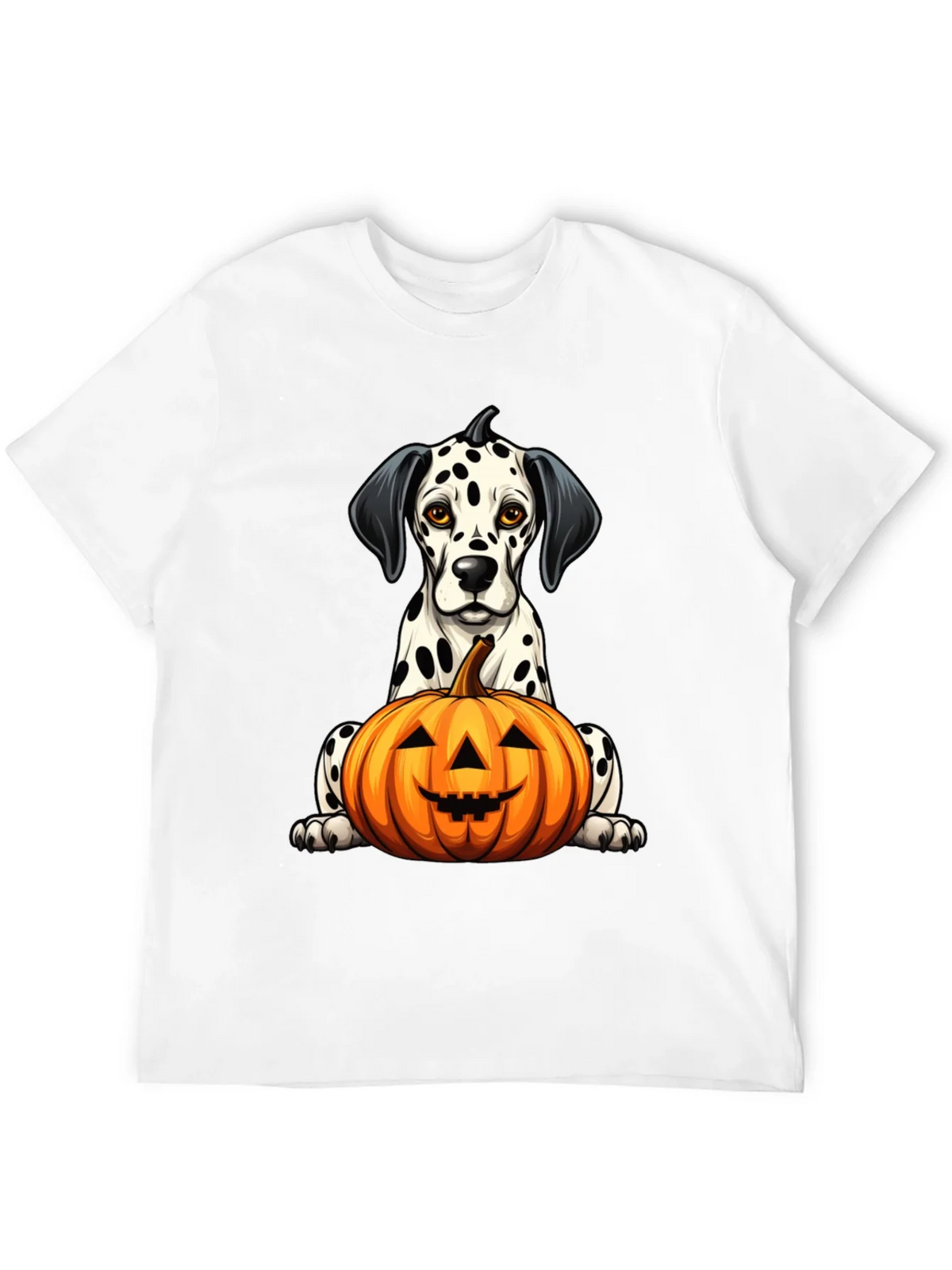 Halloween Dalmatian Dog with Pumpkin Black T-Shirt product image 9