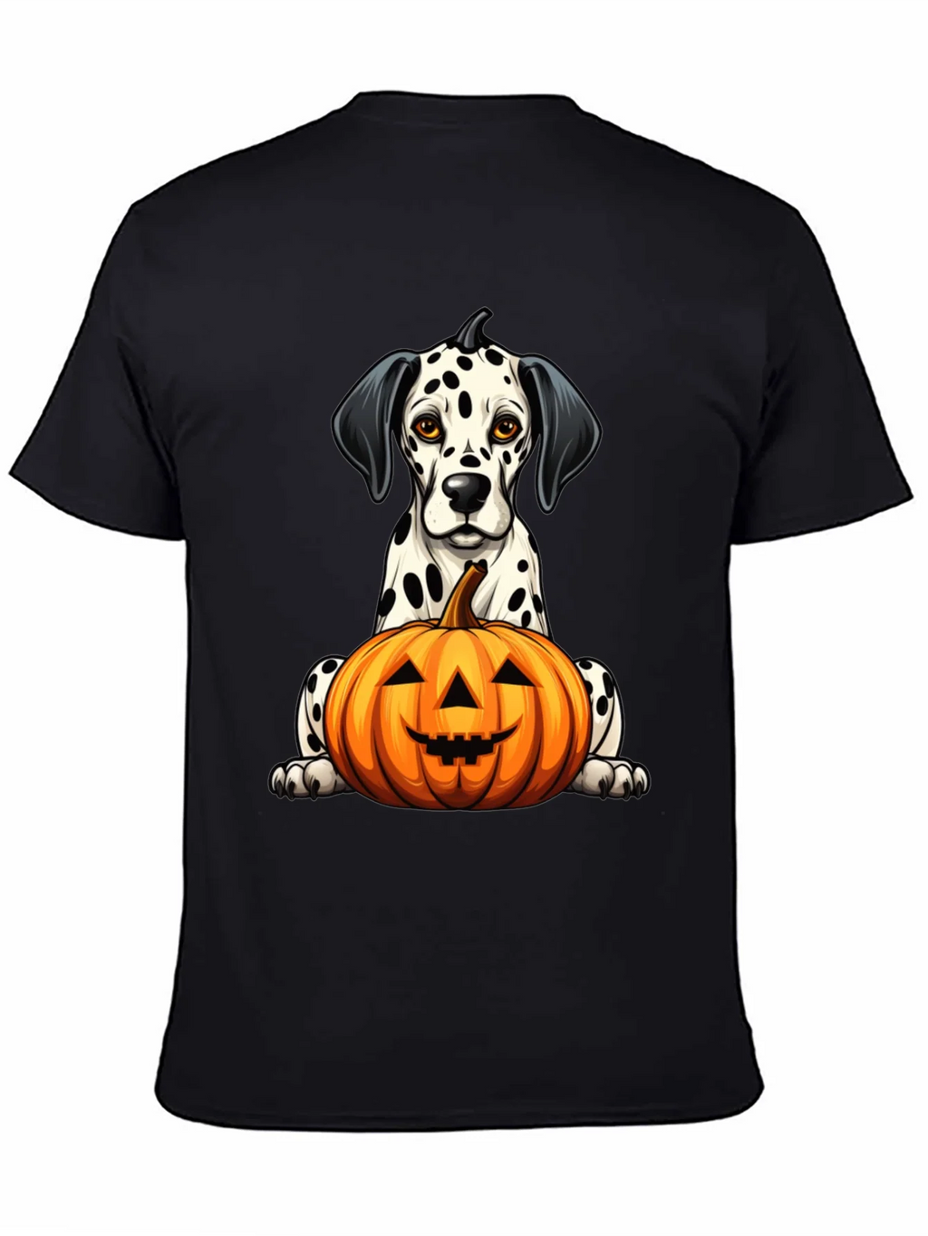 Halloween Dalmatian Dog with Pumpkin Black T-Shirt product image 3