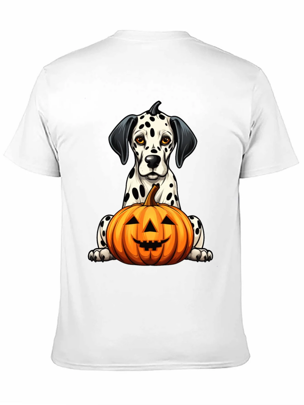 Halloween Dalmatian Dog with Pumpkin Black T-Shirt product image 8