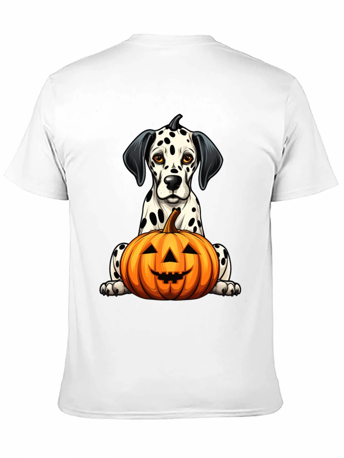 Halloween Dalmatian Dog with Pumpkin Black T-Shirt product image 8