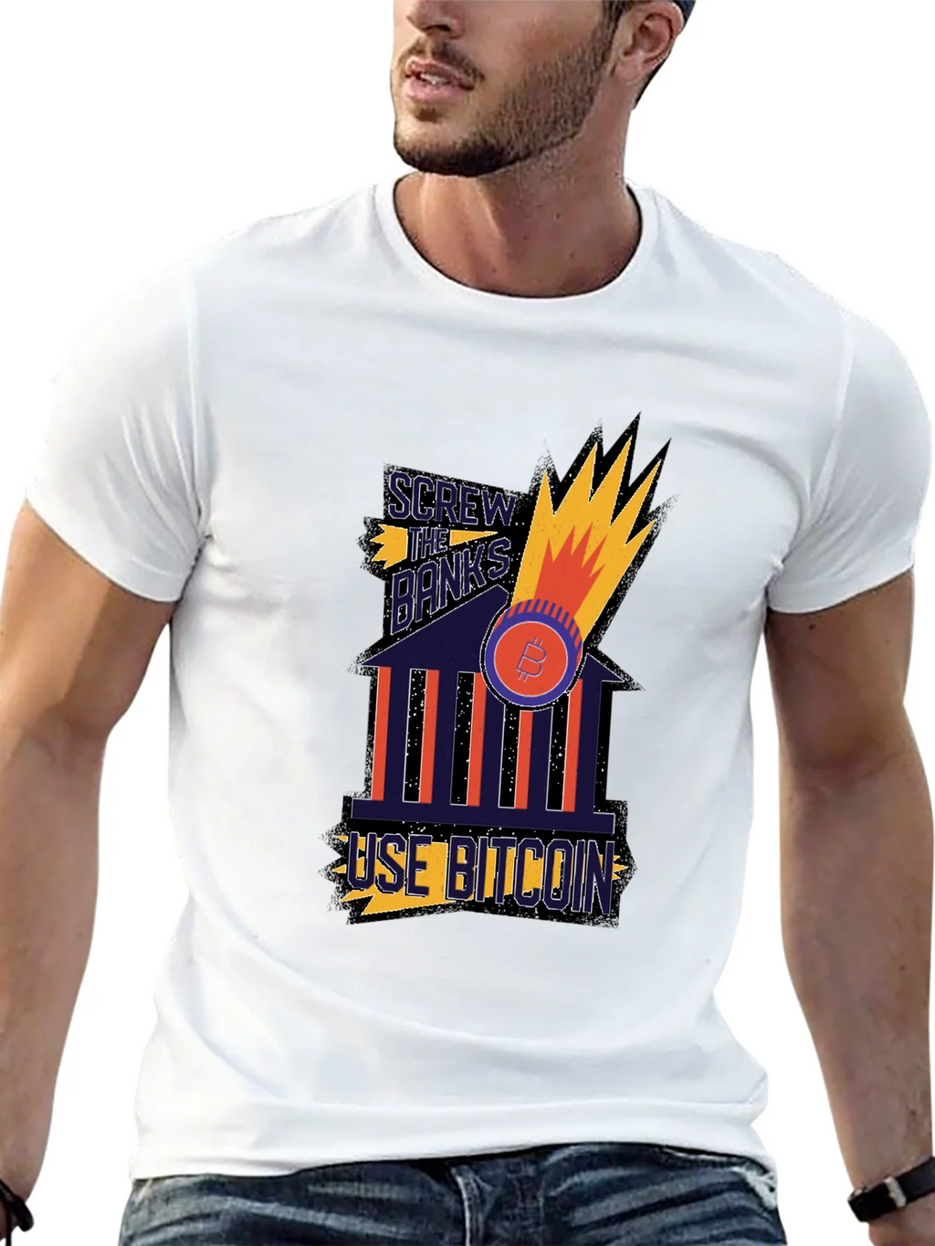 Screw the Banks Use Bitcoin Graphic T-Shirt product image 12