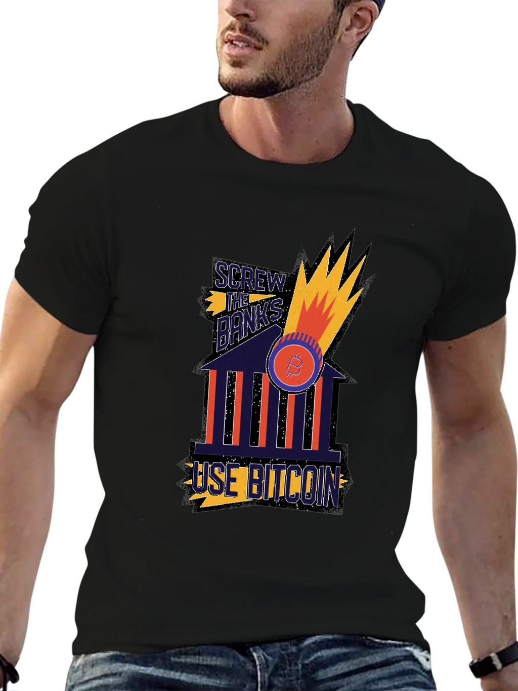 Screw the Banks Use Bitcoin Graphic T-Shirt product image 6