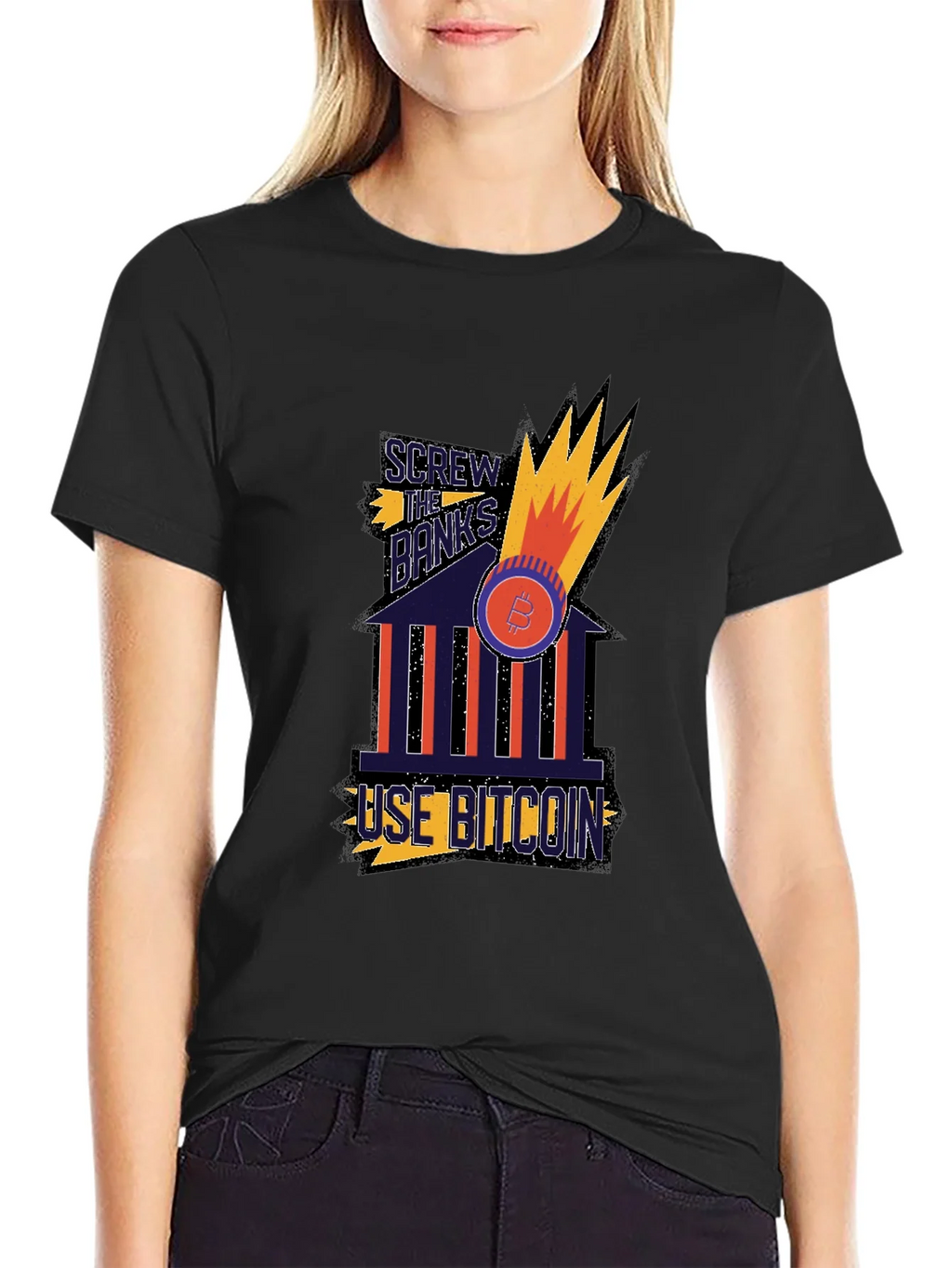 Screw the Banks Use Bitcoin Graphic T-Shirt product image 2