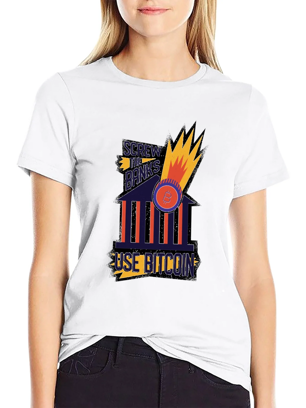 Screw the Banks Use Bitcoin Graphic T-Shirt product image 8