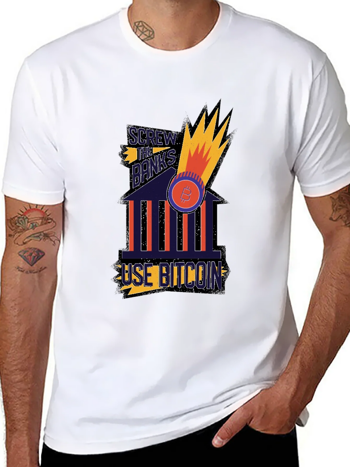 Screw the Banks Use Bitcoin Graphic T-Shirt product image 7