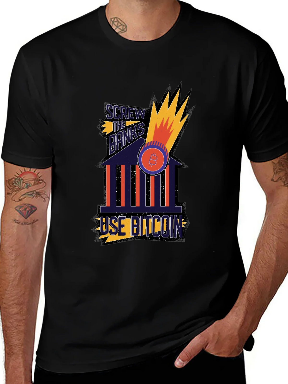 Screw the Banks Use Bitcoin Graphic T-Shirt product image 1