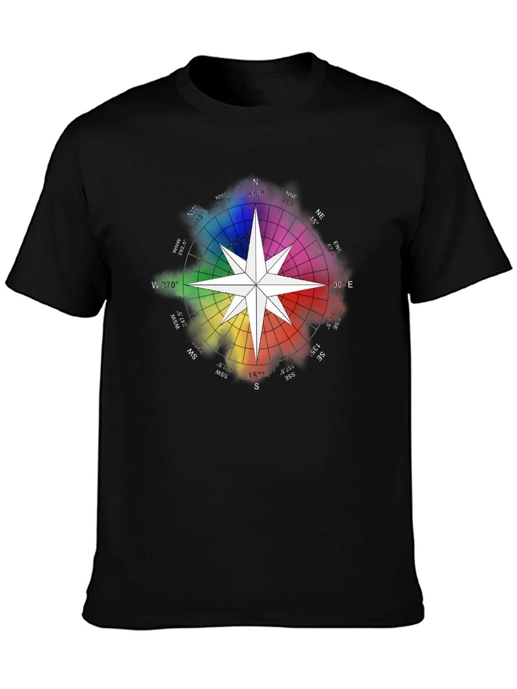 Rainbow Compass Star Graphic T-Shirt - Stylish Black Tee product image 3