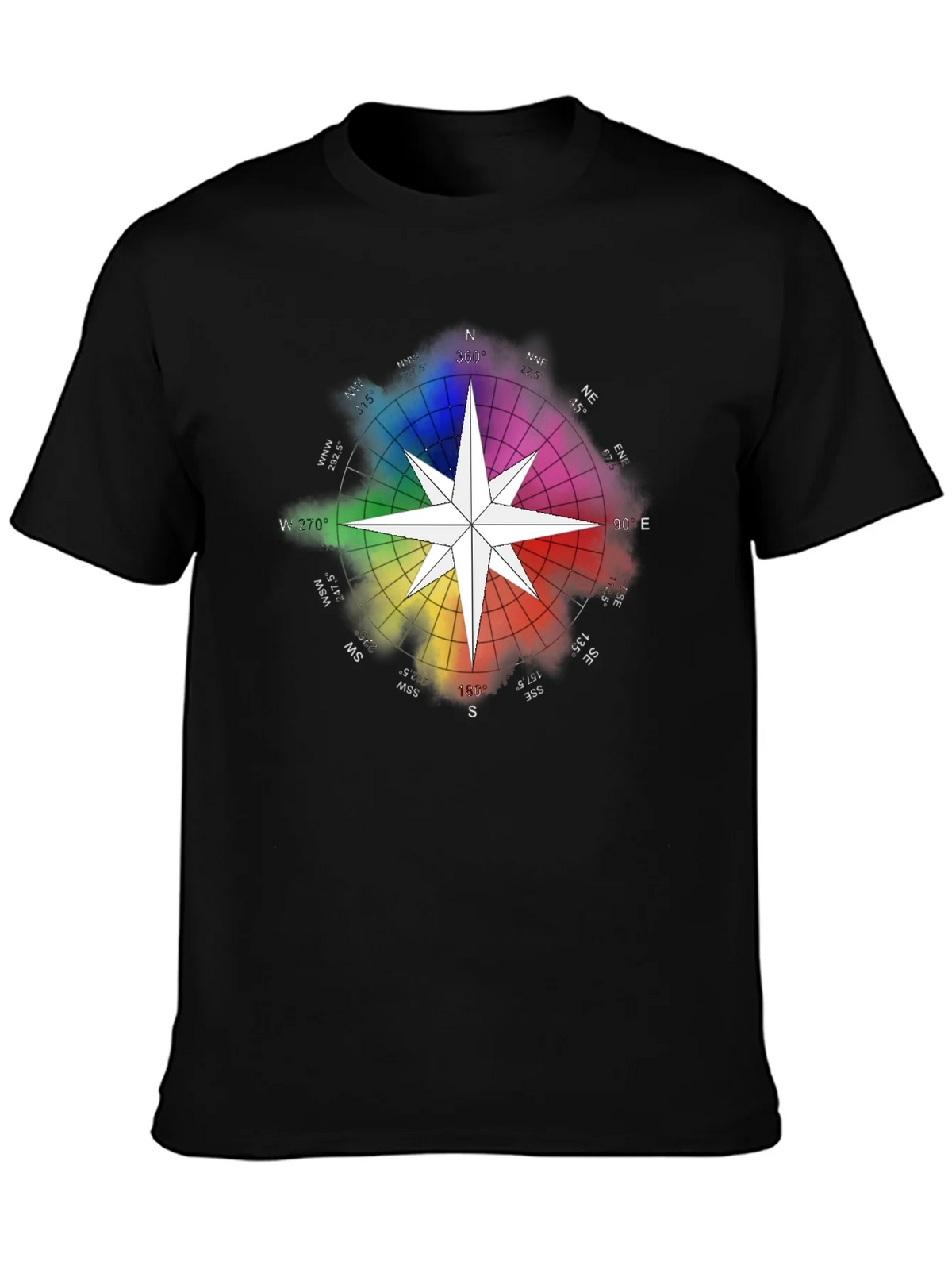 Rainbow Compass Star Graphic T-Shirt - Stylish Black Tee product image 3