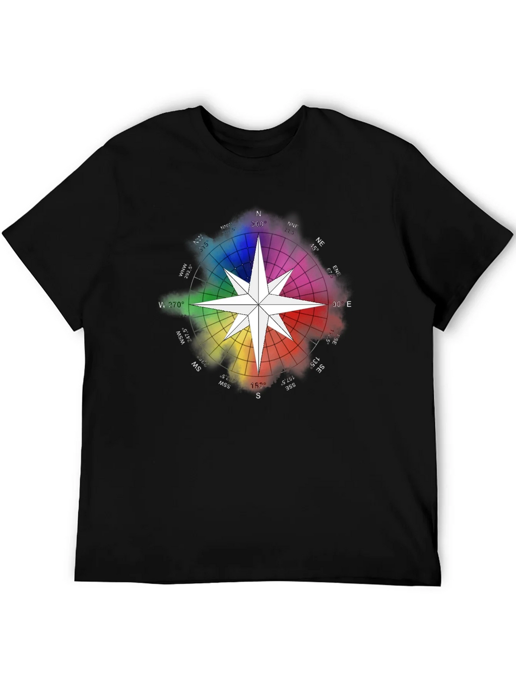 Rainbow Compass Star Graphic T-Shirt - Stylish Black Tee product image 5