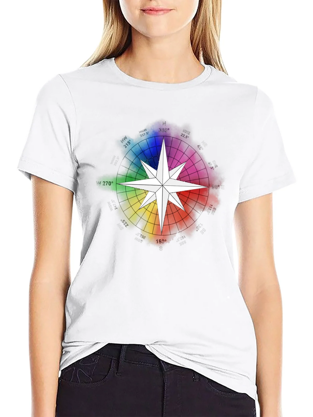 Rainbow Compass Star Graphic T-Shirt - Stylish Black Tee product image 8